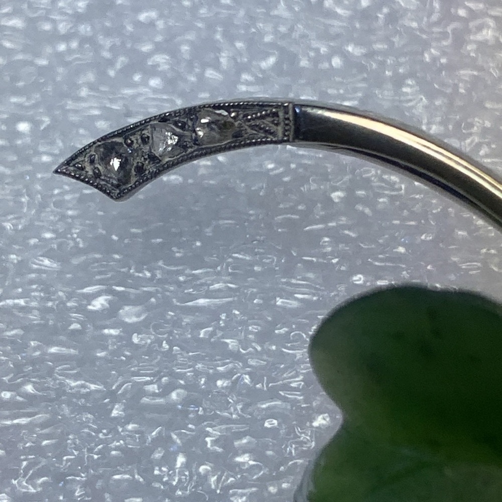 Rere Hard to find Jade Clover Leaf Brooch  Stamped 585 - Picture 11 of 14